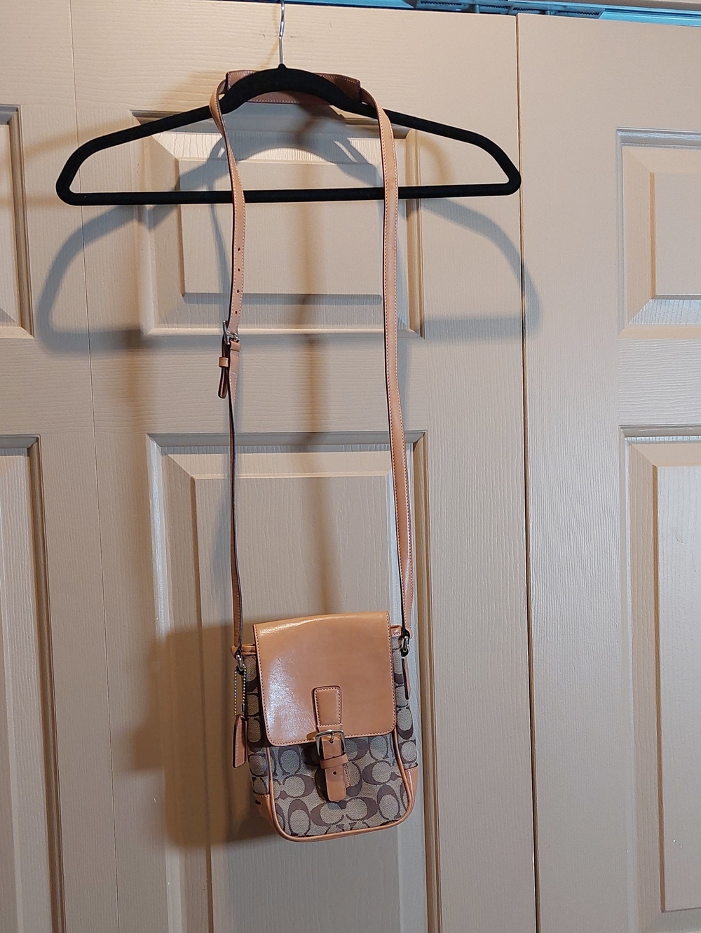 Coach Small Crossbody in Brown and Signature Canvas